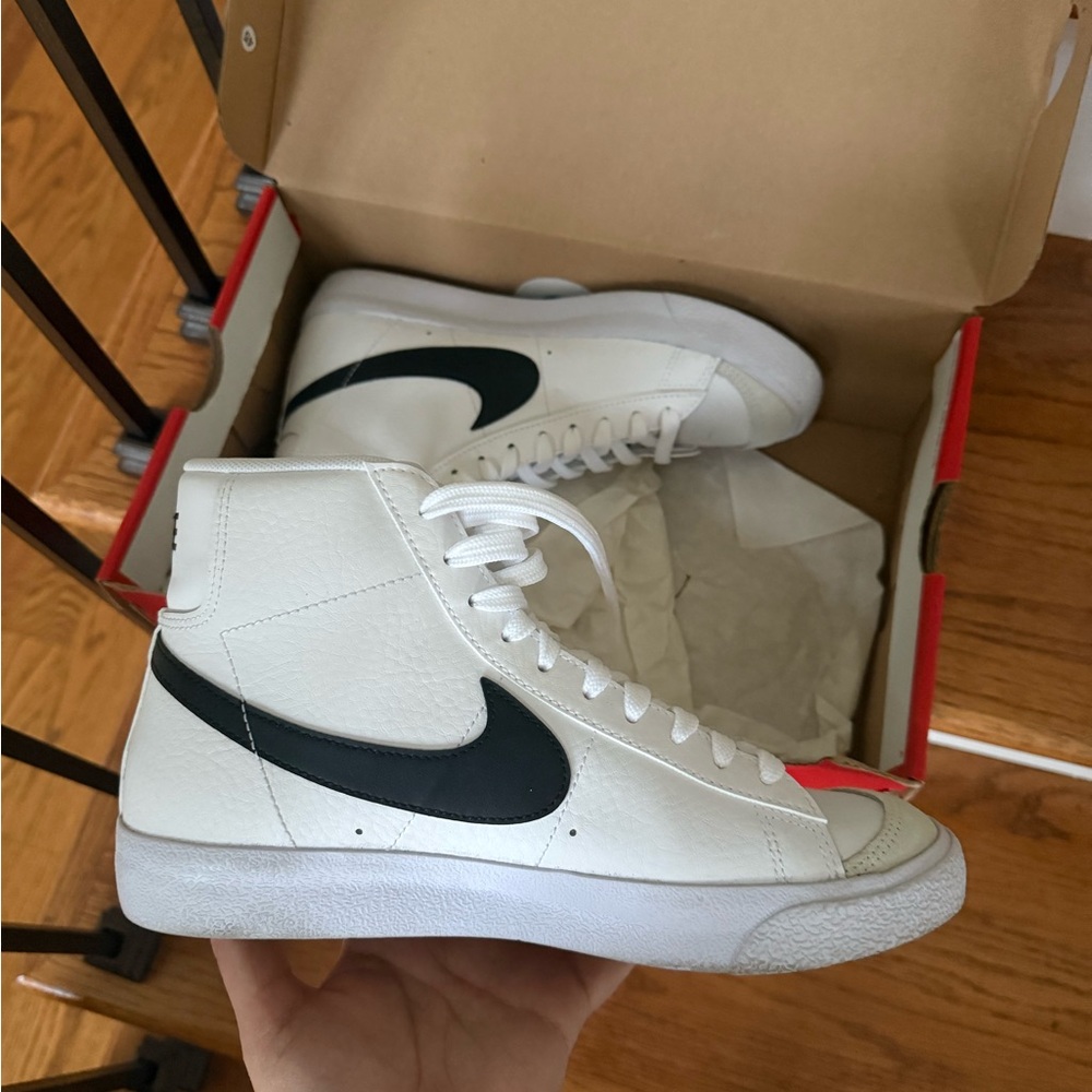 Nike White and Black High-Top Sneakers
